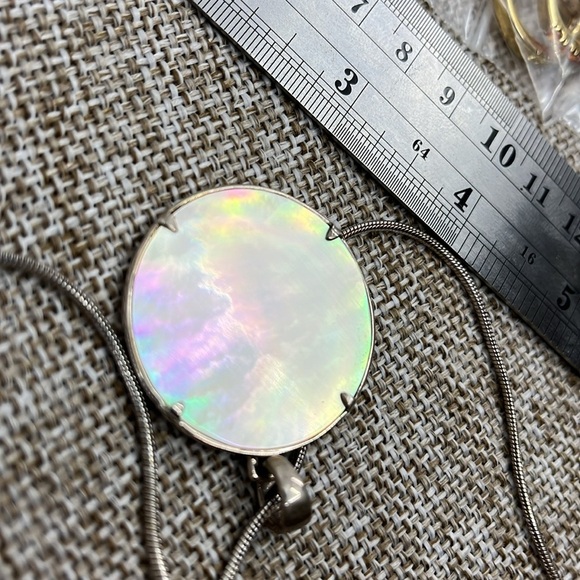 Vintage Sterling Silver Marcasite & MOP Swirl Pendant Necklace 16" - Picture 4 of 17